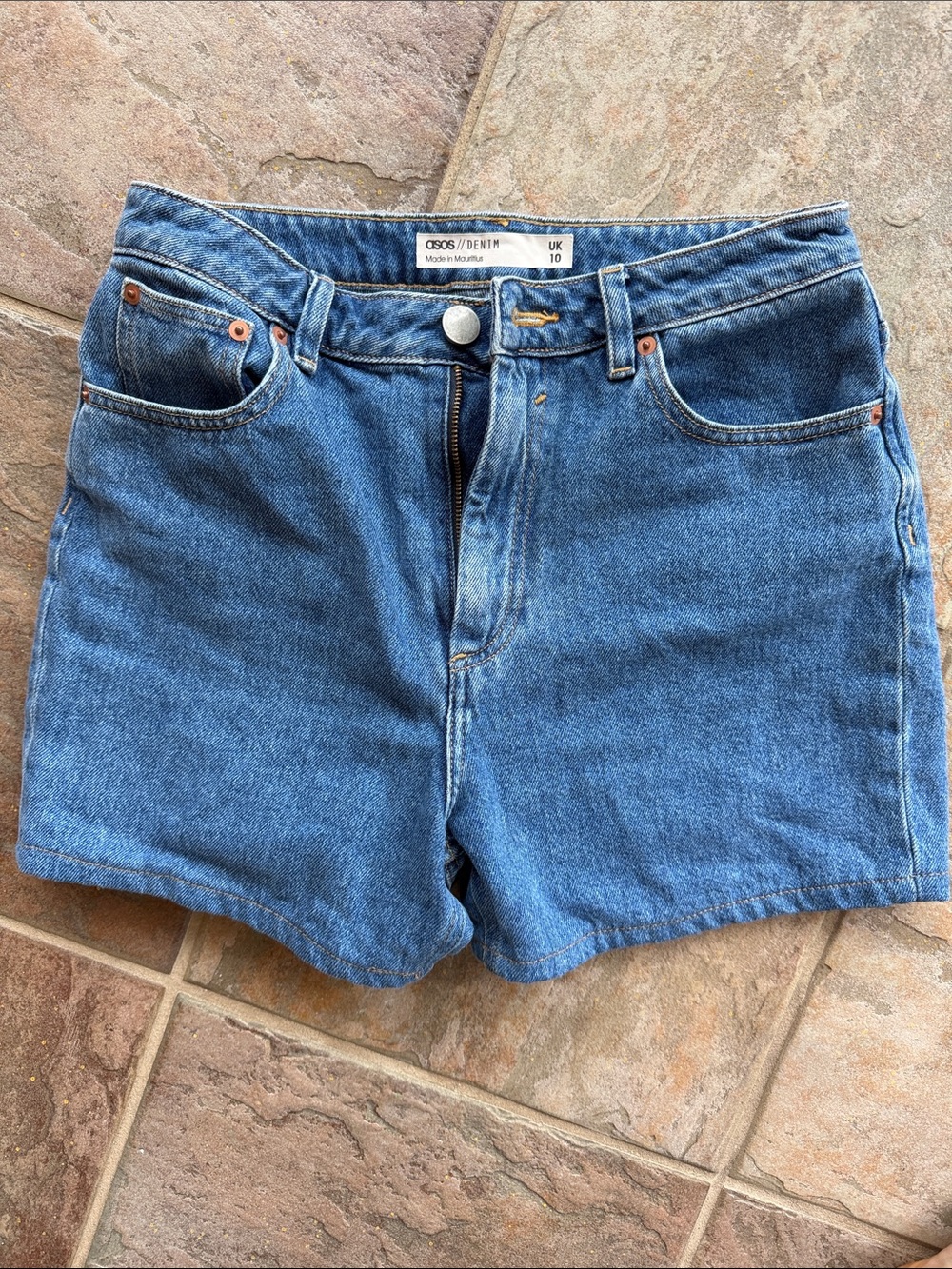 ASOS Blue High-Rise Denim Shorts